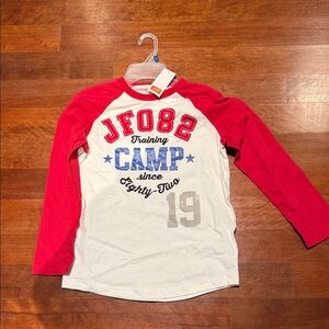 Joe Fresh Red and White Long Sleeve Tee